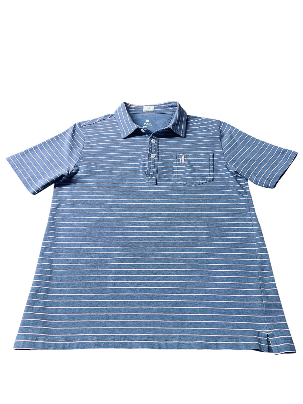 johnnie-O Blue Striped Polo with Chest Pocket Boys Size 14